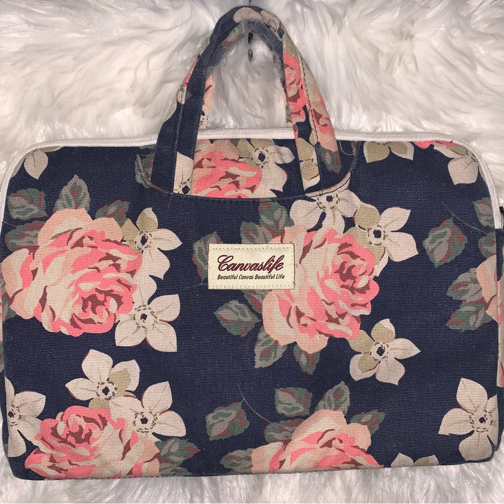 Canvaslife White Rose Patten Laptop Sleeve 14 Inch 14.0 Inch Laptop/Tabl